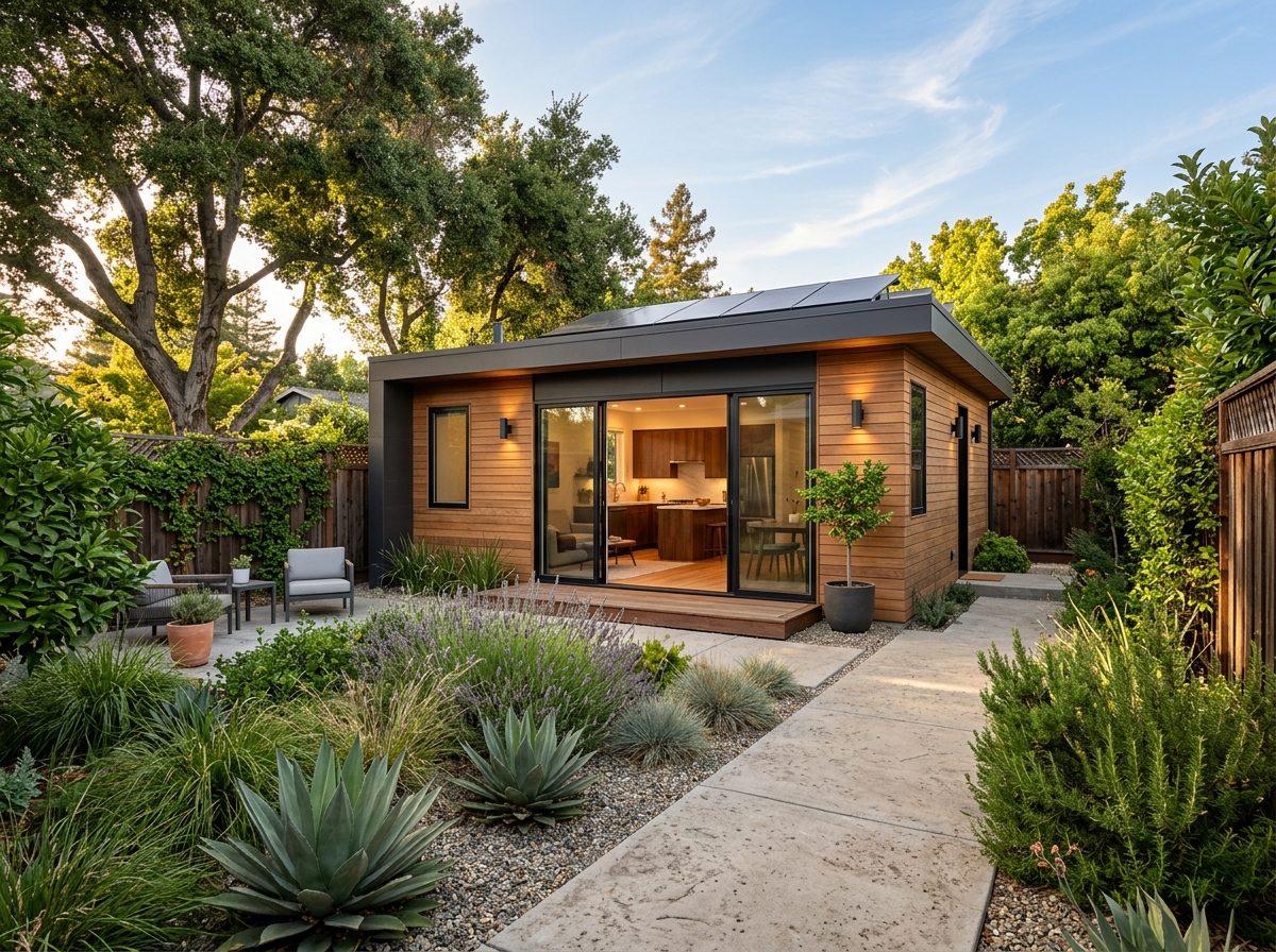 Contemporary detached ADU with flat roof and clean design