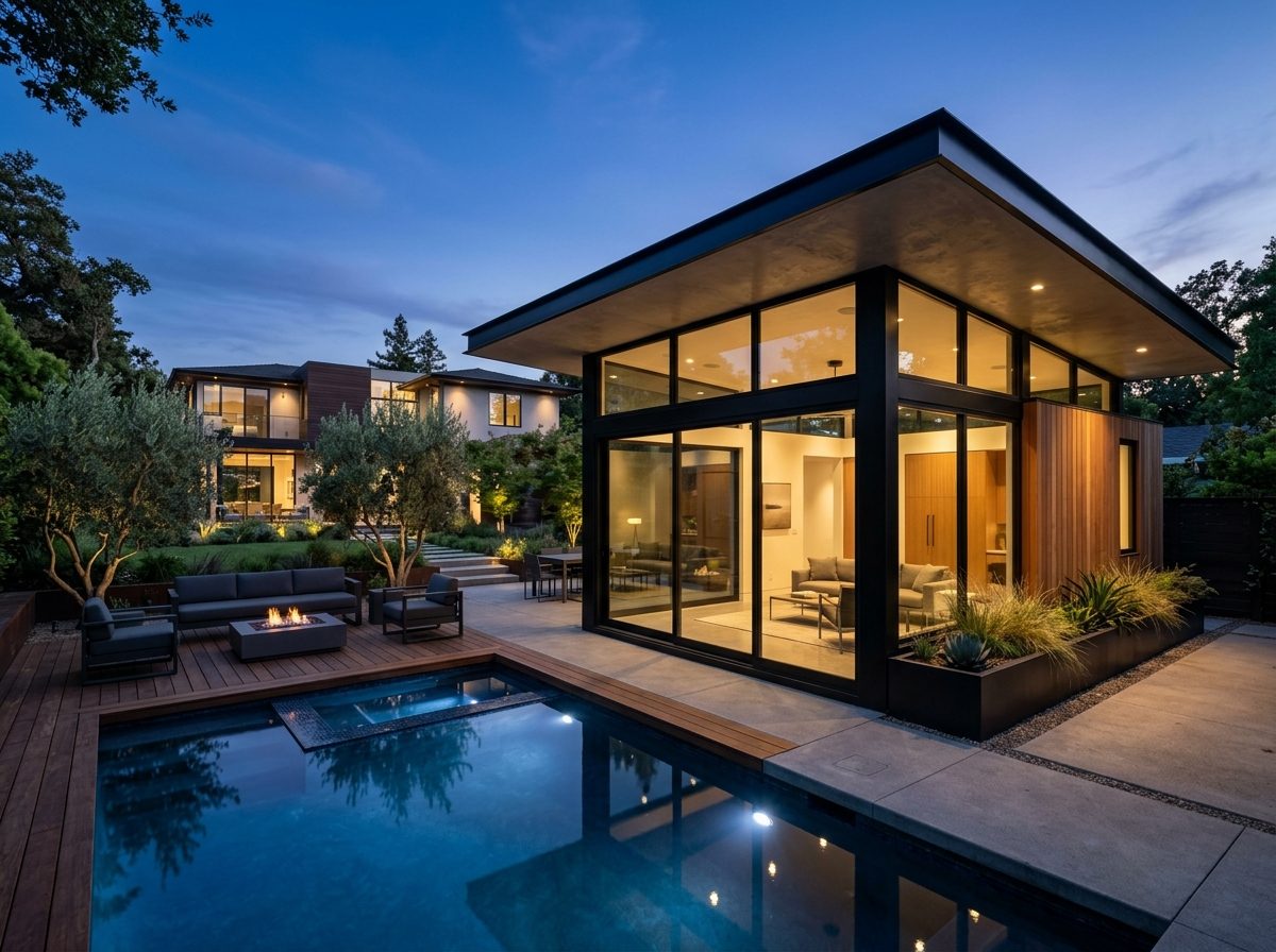 Luxury glass-walled ADU with premium finishes