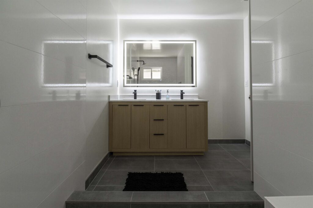 Small bathroom remodel ideas - elegant bathroom renovation in Campbell by Maison Remodeling