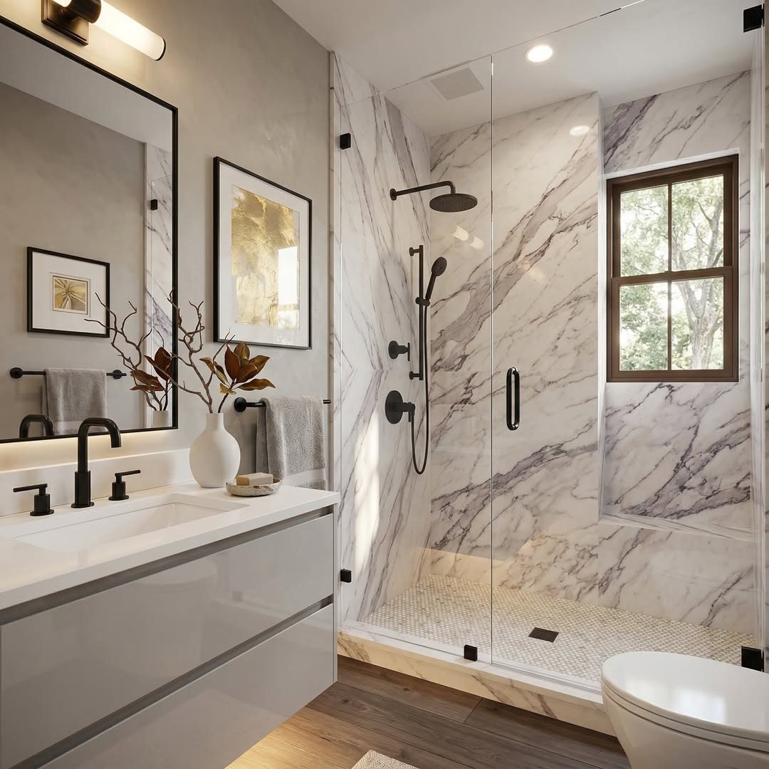 Modern bathroom remodel with premium finishes