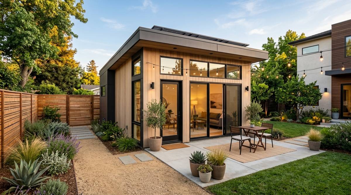 San Jose ADU builder example with modern detached backyard unit and clean California architecture