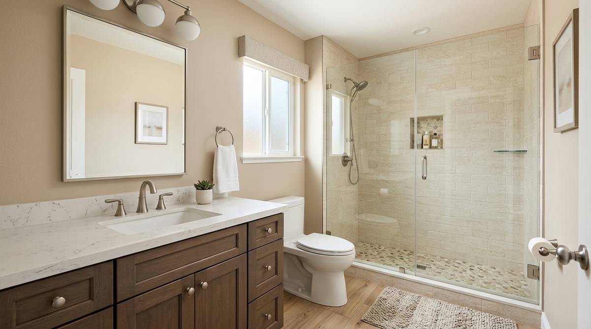 Sunnyvale bathroom remodel cost example with updated finishes and fixture selections