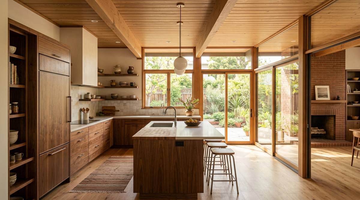 Bay Area kitchen remodel home type inspiration blending Eichler ranch and craftsman details