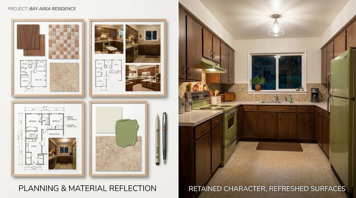 Refreshed Bay Area room with the same layout alongside remodel planning cues for a more extensive change