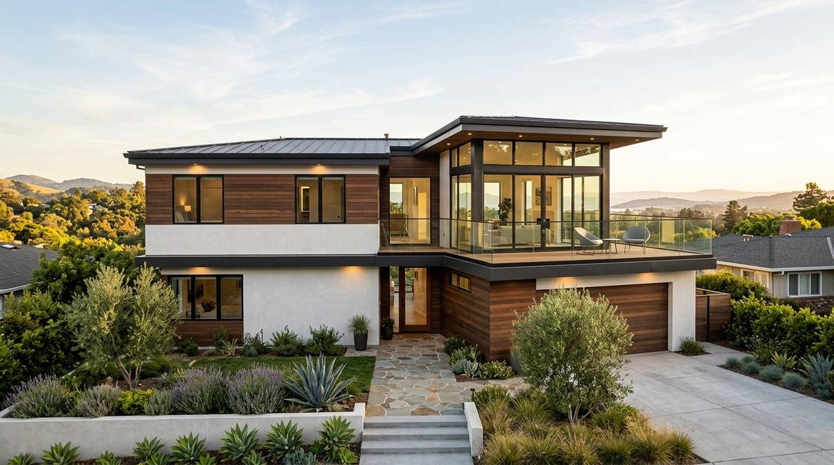 Second story addition on a Bay Area home with a clean new upper level and modern exterior
