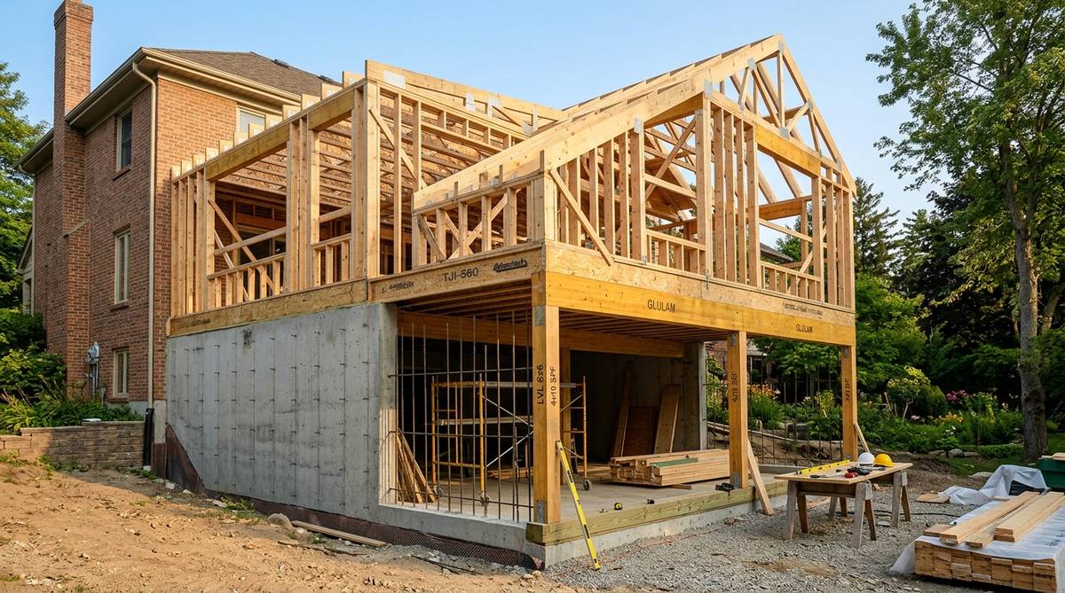 Structural engineering and foundation reinforcement for a second story addition with new framing detail