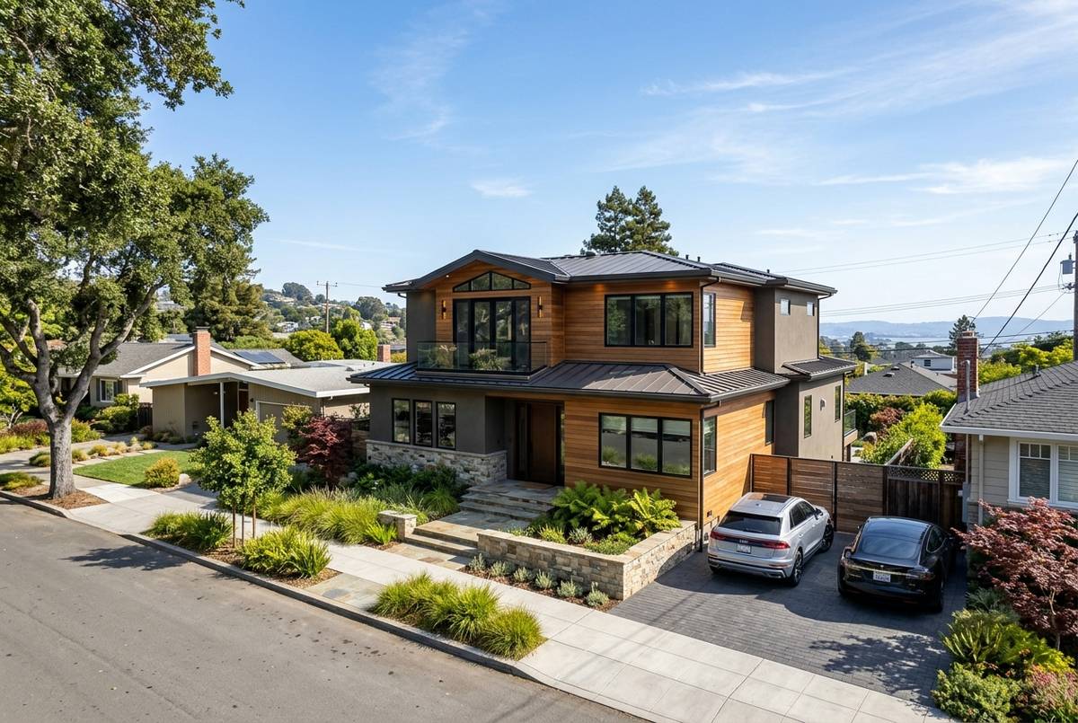 High-value Bay Area home with a refined finished second-story addition in realistic neighborhood context