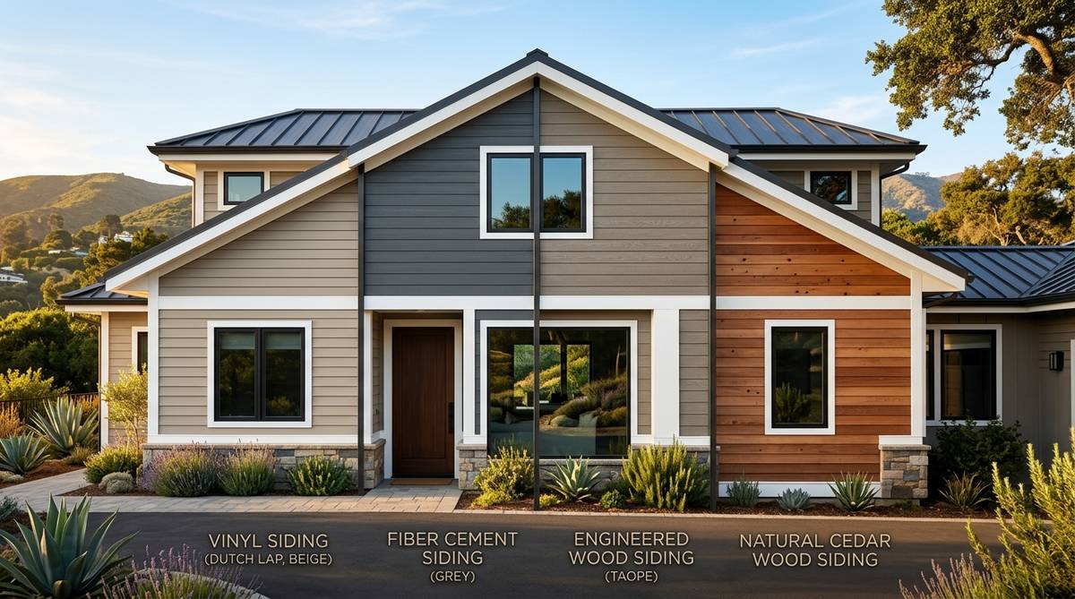 Siding replacement cost by material showing Bay Area exterior cladding options on a California home