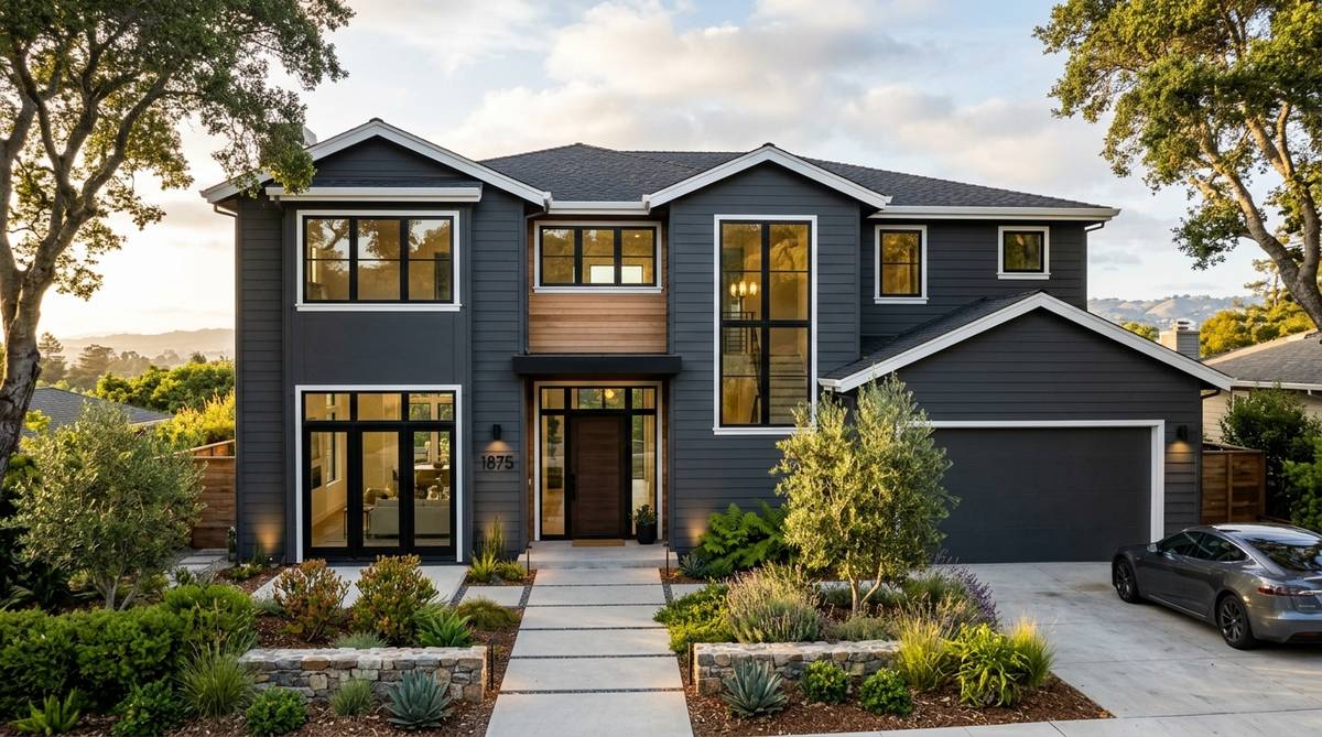 Fiber cement siding installation on a Bay Area home with crisp trim and modern curb appeal