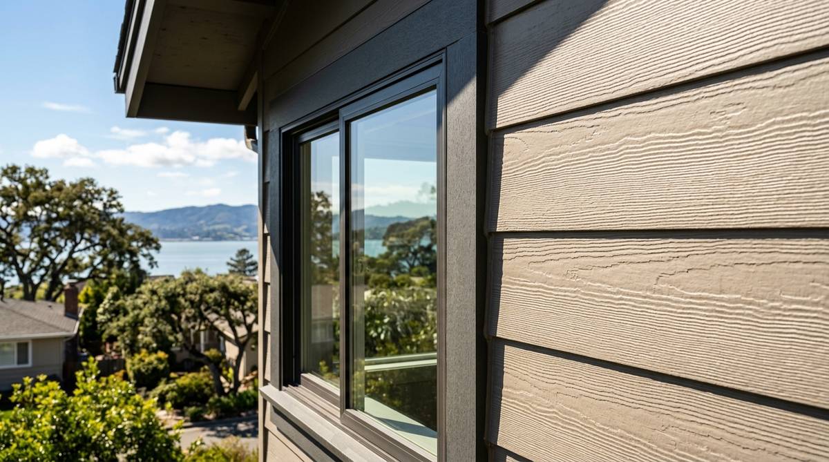Fiber cement and trim detail showing climate-ready siding performance in Northern California