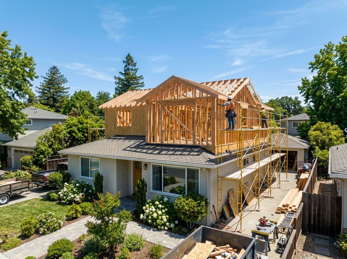 Home addition construction in progress